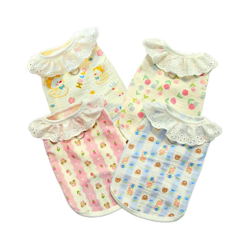 Cat clothes, all cotton yarn, breathable, thin dog, cat, pet dog products, air-conditioning clothes can lead short-footed cats to prevent hair loss