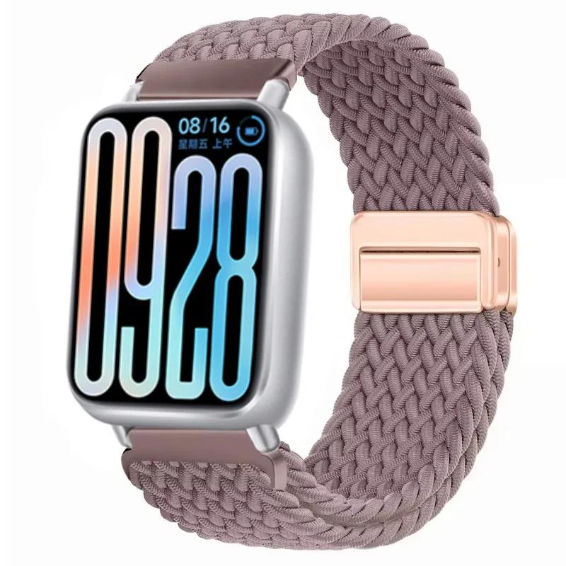 Nylon Strap for Xiaomi Band 8 Pro/9 Pro Braided Loop Magnetic Buckle Breathable Adjustable Wristband for Redmi Watch 6/5/4 Belt