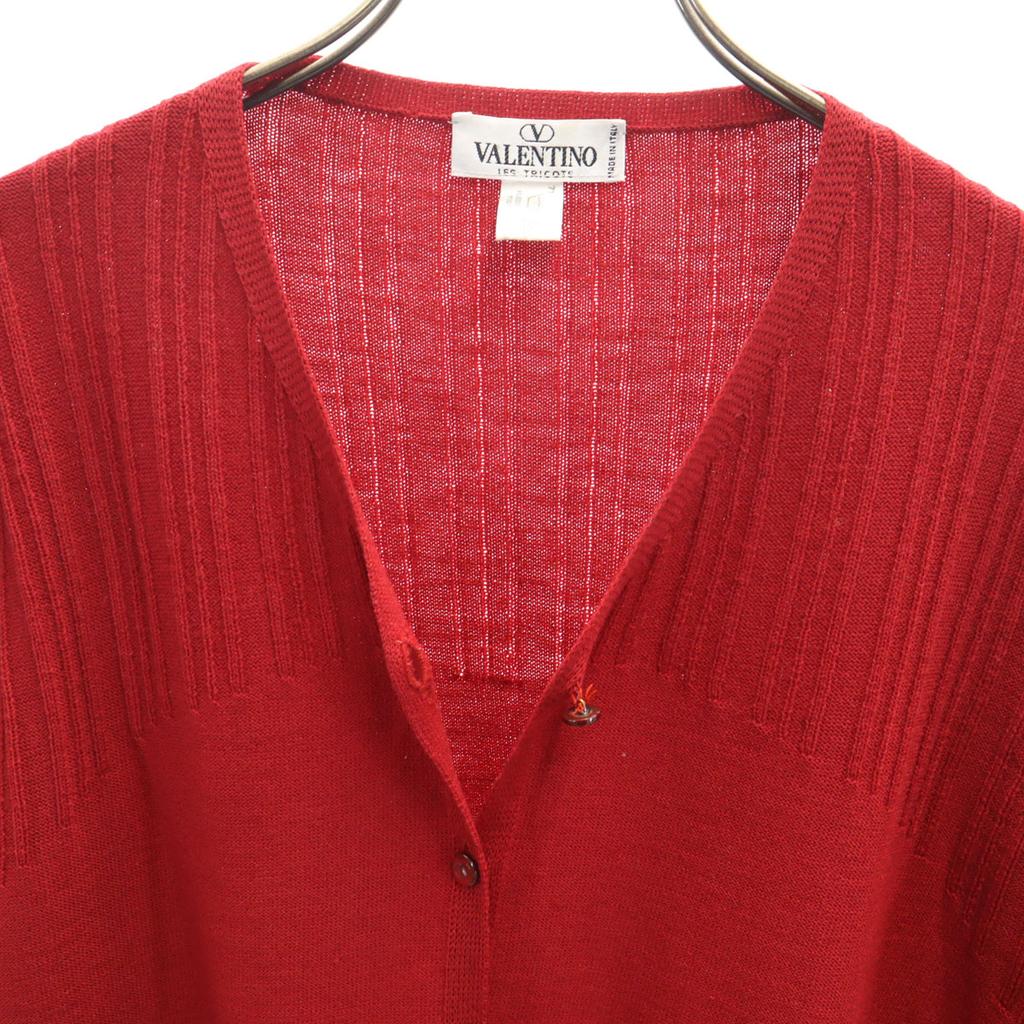 VALENTINO made in Italy Long sleeve V neck knit cardigan 44 Red Women Used