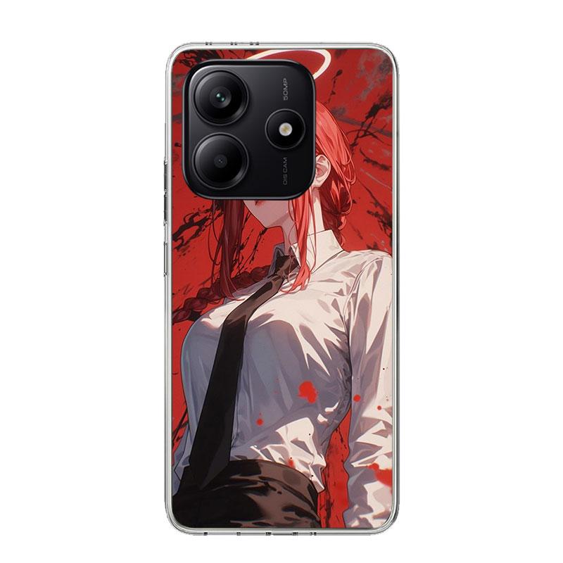 C-Chainsaw Mans Makima Phone Case For Xiaomi Redmi Note 14 13 14S 12S 12 11S 11T 11E Pro Plus 10S 10 9S 9 Art Customized Coque C