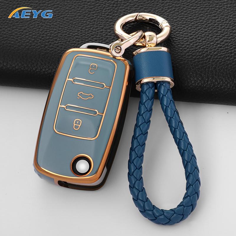 Autoschlüsselhülle für Volkswagen VW Polo Golf Passat Tiguan Beetle Caddy T5 Up Eos Skoda Octavia Seat Leon Altea