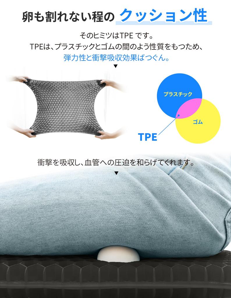 Ikurashi Gel Extra Zero Honeycomb Perfect for Respect for the Aged Working from or Home Includes 44 X 47 X Cm Cushion, Large, Ergonomic, Gravity,