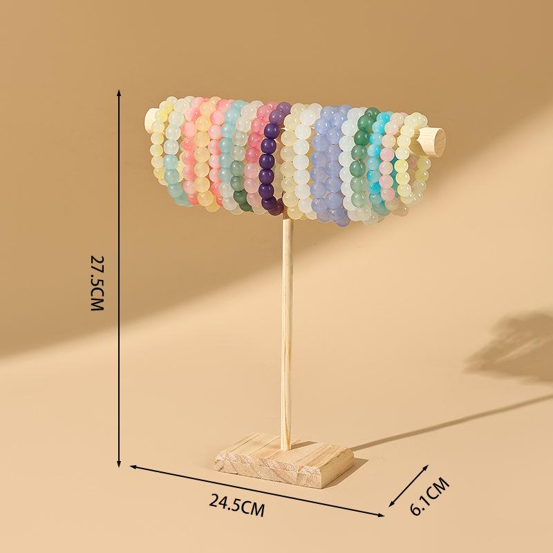 Solid Wood Bracelet & Hair Tie Display Stand - Jewelry Rack & Bangle Props for Live Streaming.