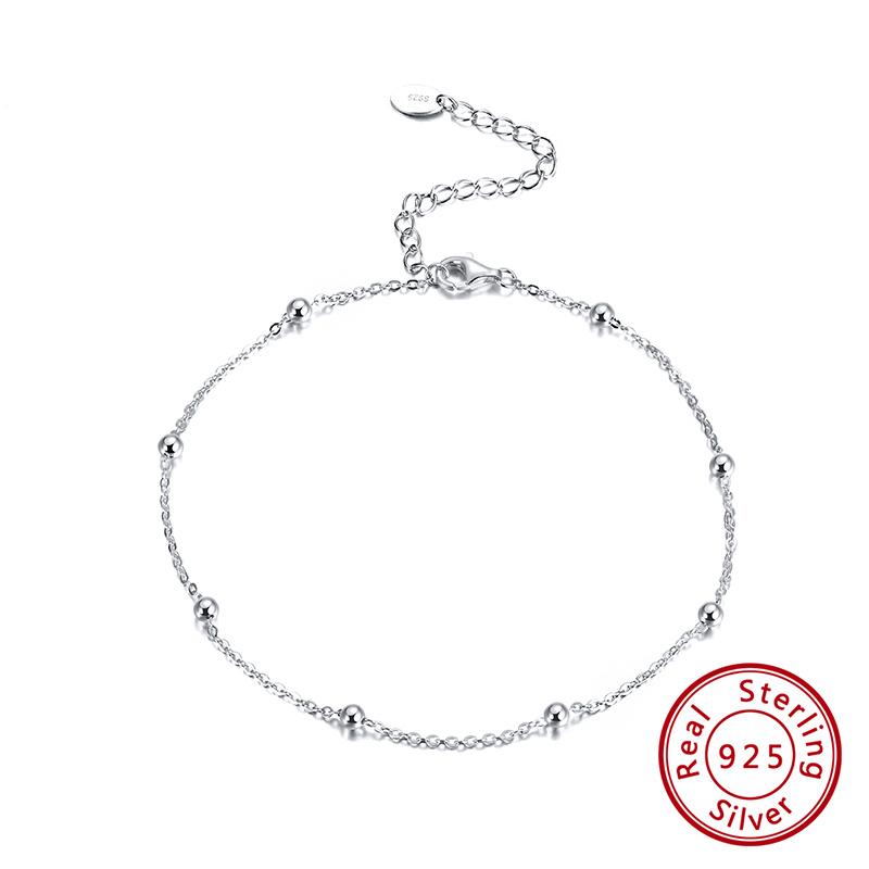 Effie Queen Trendy 925 Sterling Silver Anklet Satellite Link Chain Anklet Bracelet Summer Jewelry Wear Daily Foot Barefoot SA05