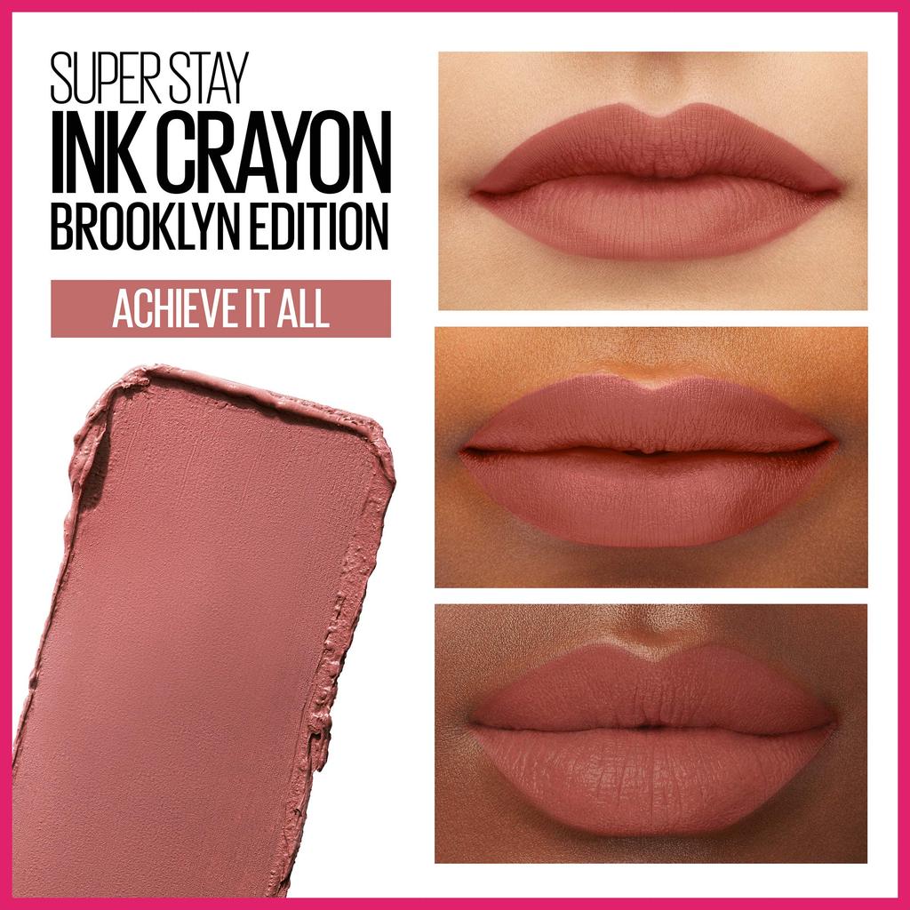 Maybelline SuperStay Ink Crayon Matte Longwear Lipstick Achieve It All 155 1.1 g Pack