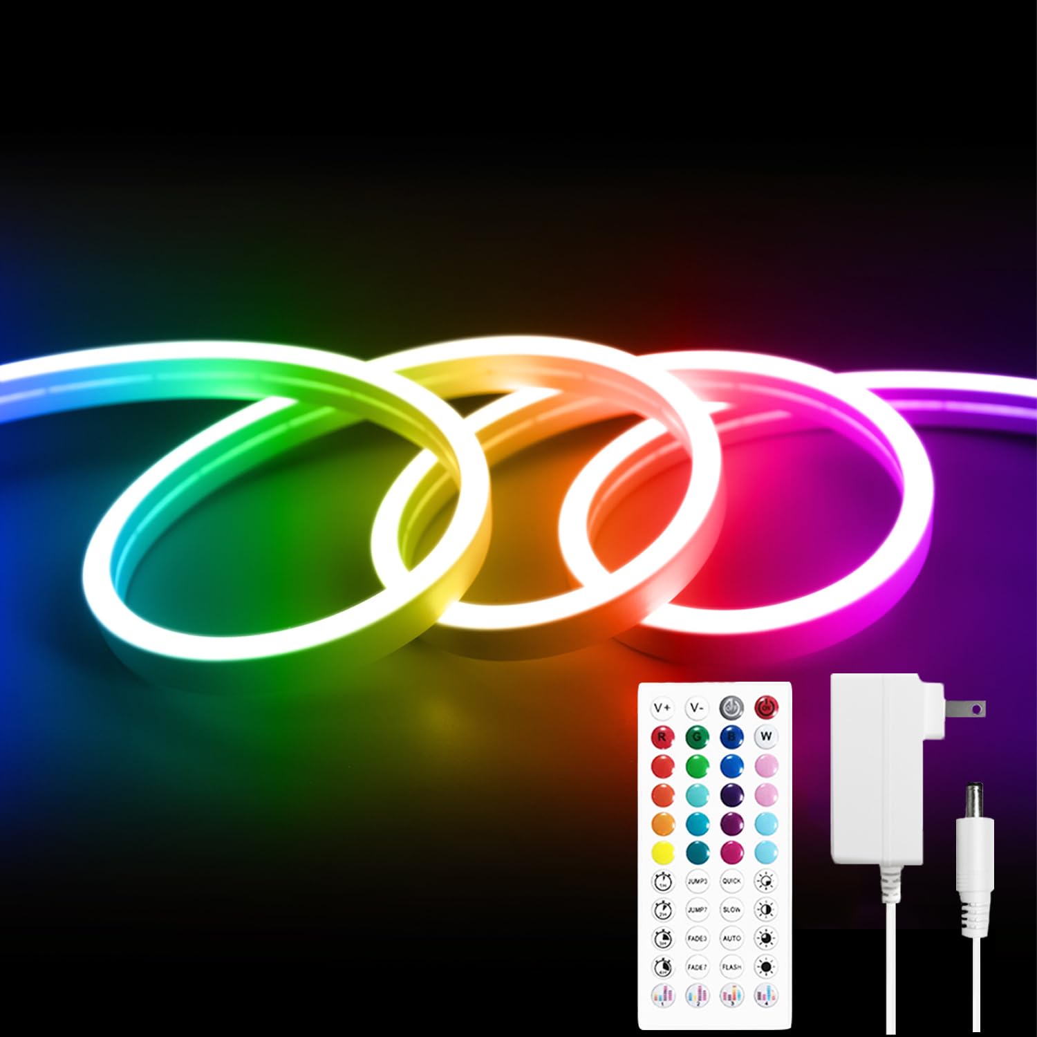 

ShineBurky Waterproof LED Strip Light, RGB, 15m, 24V, Tube Light with Remote and Adapter, Music Sync and Timer Function, Dimmable and Color