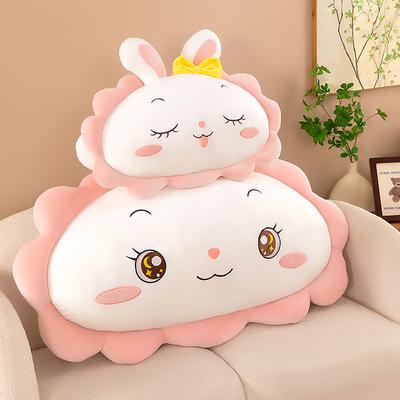 Cute Bow Rabbit Head Plush Toy Girl's Bedroom Bedside Pillow Living Room Pillow Birthday Gift