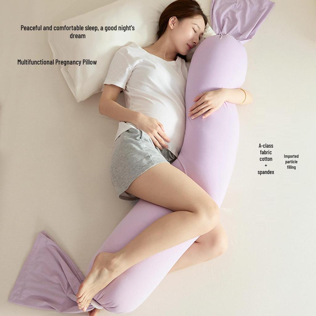 Class A Cotton Multi-functional Pregnancy Pillow - Side Sleeper, Abdomen & Lumbar Support, Leg Clamping, Hug Pillow Filled with Imported Granules.