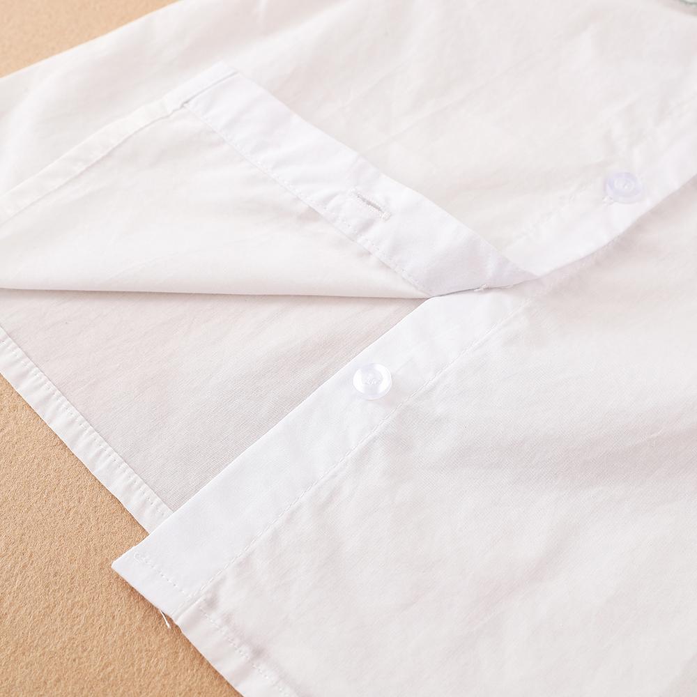 Camisa de Menina Colarinho Bordado Blusa de Manga Comprida para Menina Bebê Fofa Idade 2-6 Camisa Infantil Branca