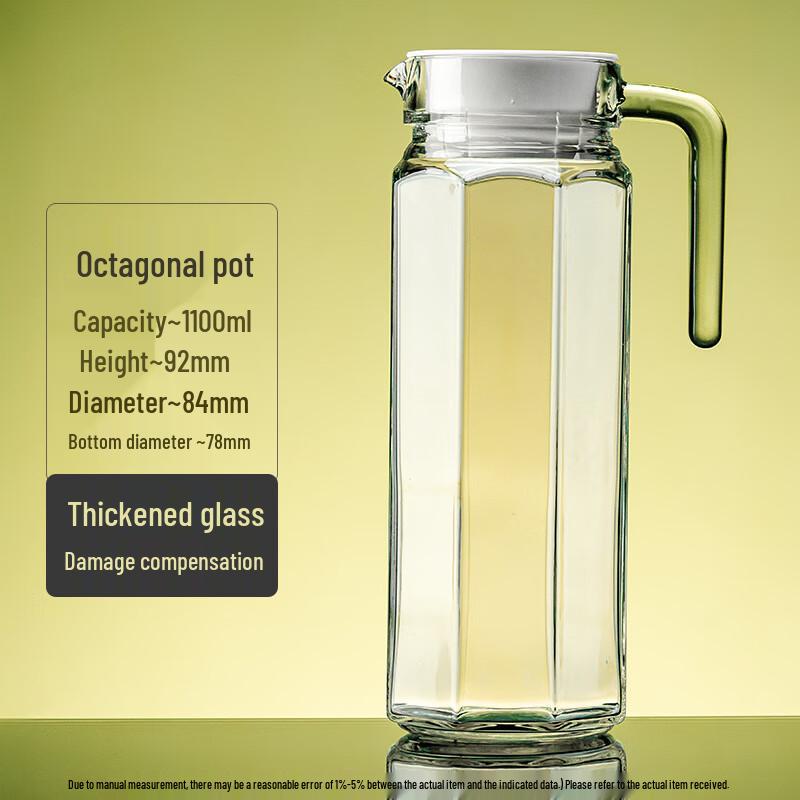 Octagonal High-Temperature Glass Water Pitcher 1100ml