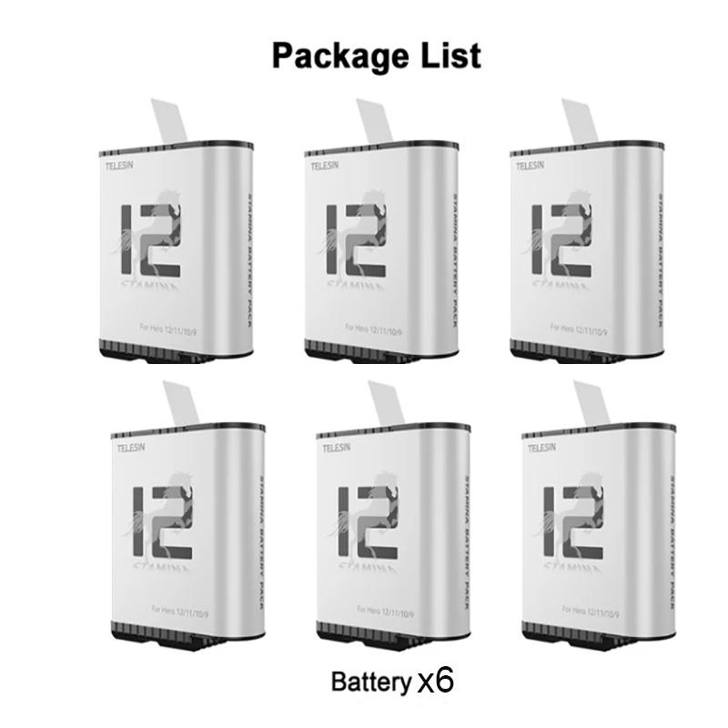 TELESIN For GoPro Hero 12 11 10 9 Endurence Battery 3 Slots TF Card Battery Charger Box 1750 mAh Battery Storage Charger Case