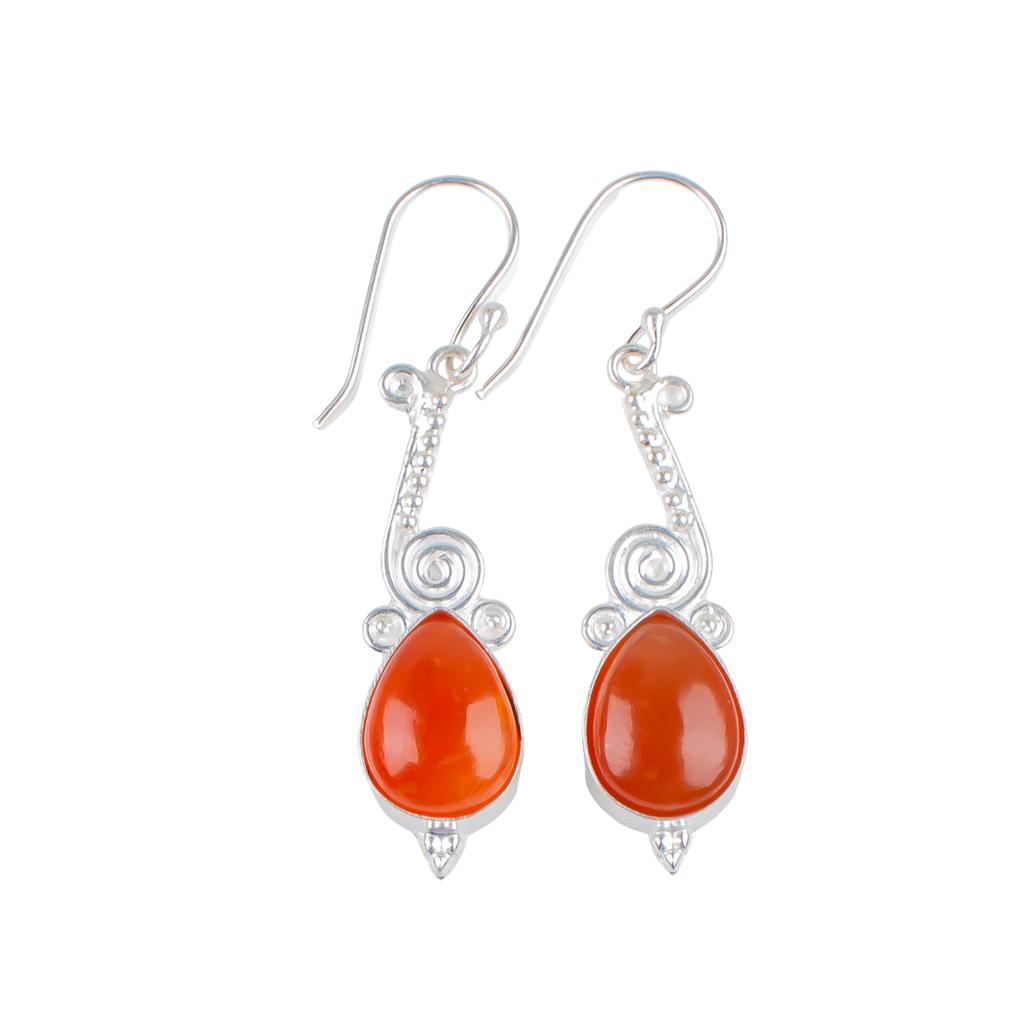 Genuine Carnelian Gemstone 925 Sterling Sivler Designer Jewelry Earrings For Her EE-37-24