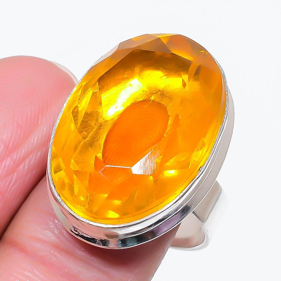 

Натуральный цитрин драгоценный камень ручной работы 925 стерлинговое серебро ювелирное кольцо размер 10 C5O19