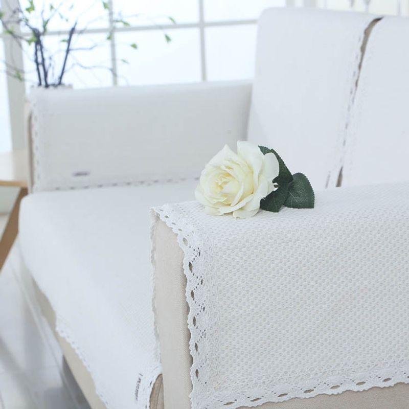 

Pure Beige White All Year Round Neutral Cotton and Linen Sofa Cushion Fabric Simple Modern Old Coarse Cloth Non-Slip Sofa Cover Anti-Static Beige White(White lace) 50*70cm can do hand towel
