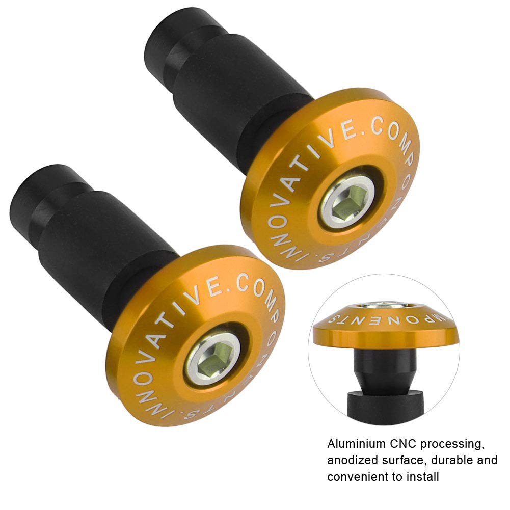 22mm 7/8" Handlebar Bar End Plug, Motorcycle Handlebar End Slider Plug Cap for Racing ATV Off-Road (Gold)