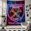 Wall Hanging Tapestry With Custom Name & Text, West Ham United FC Decorative Tapestry For Bedroom