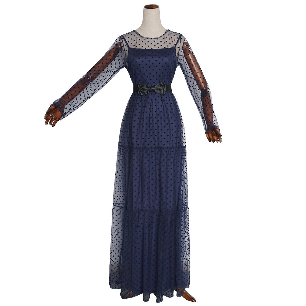 2022 European & American Plus Size Socialite Mesh Polka Dot Evening Dress - Two-Piece