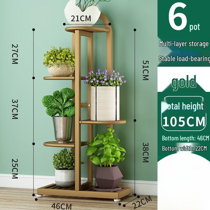 Luxury Gold 5-Tier Wrought Iron Plant Stand