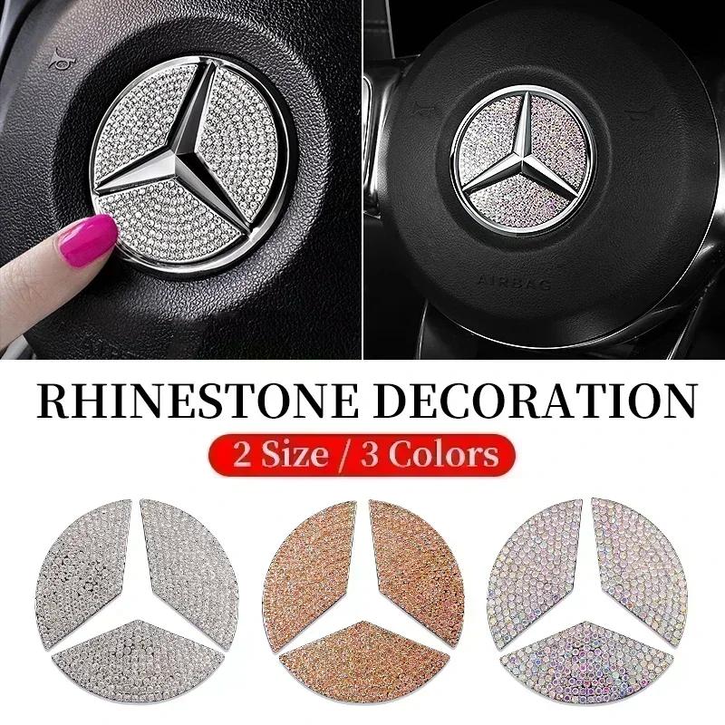 Car Steering Wheel Emblem Crystal Diamond Sticker For Mercedes Benz A B C E Class GLA CLA GLC GLK GLE Series Accessories xxx1