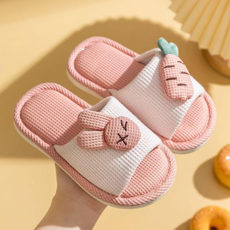 Children's Non-Slip Indoor Cotton Linen Slippers for Little Boys & Girls - Spring/Autumn, Medium/Large Sizes