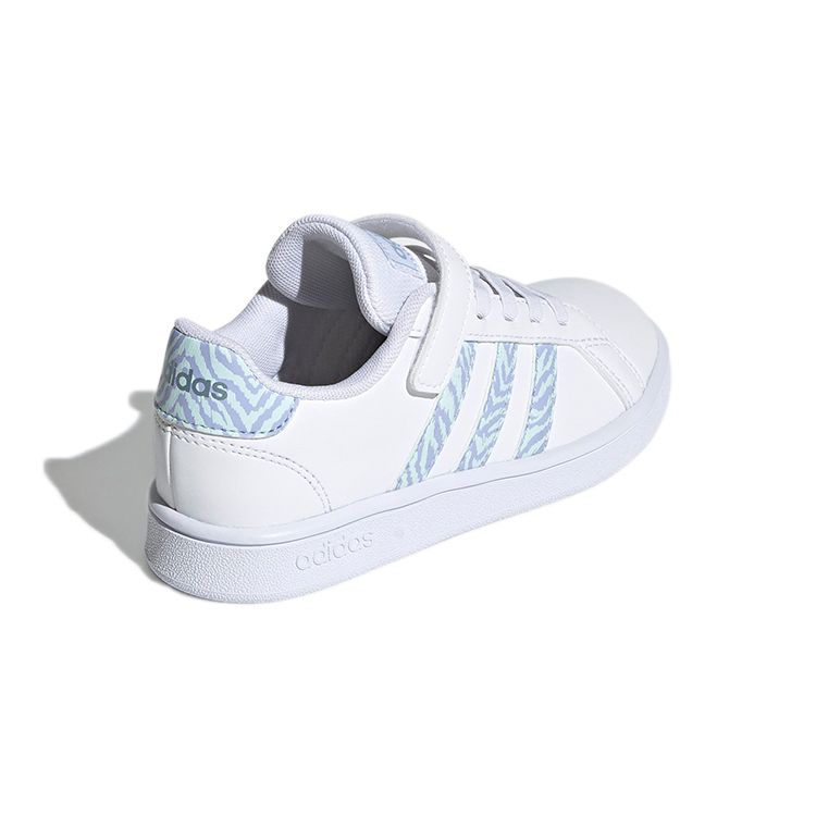 adidas Neo Grand Court Velcro Casual Low-Top Kids Sneakers Kids Sneakers White Blue Purple GW4852