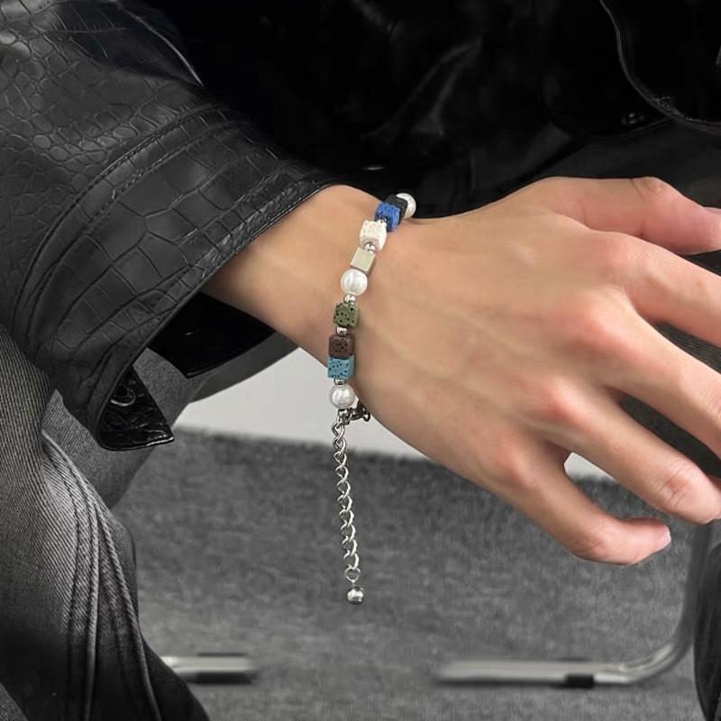Handmade Geometric Volcano Stone Bracelet For Women Summer Gift Fashion Accessory