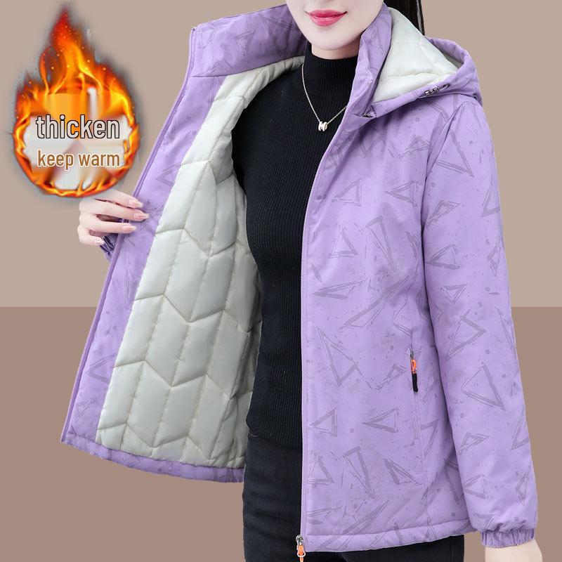 

2024 Женская зимняя теплая хлопковая куртка с капюшоном для женщин среднего и пожилого возраста 5XL