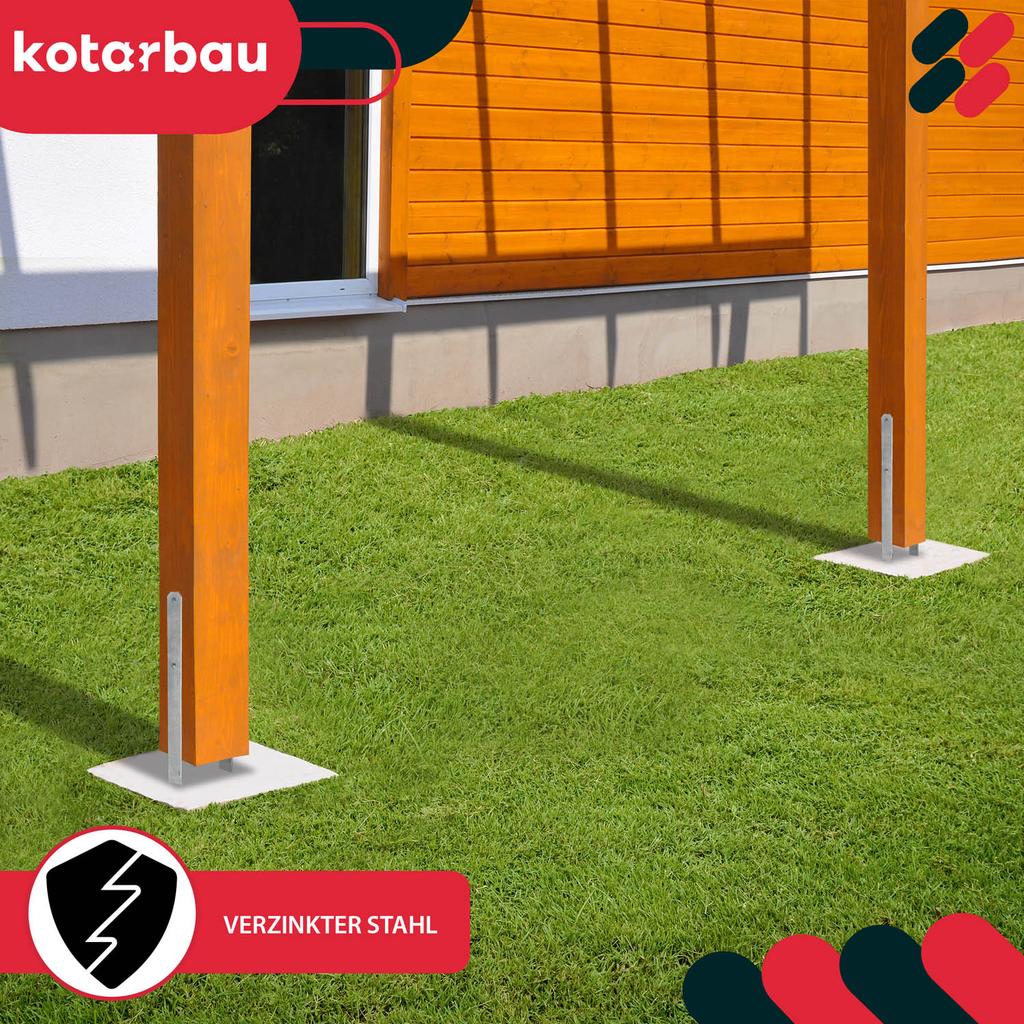 KOTARBAU® H-Post Base for Wall-In Installation Bracket Galvanized Steel Anchor 80 MM Set of 2