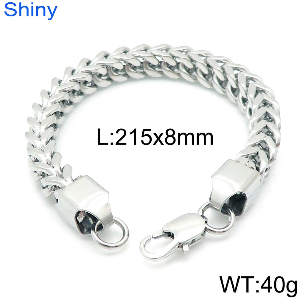 Premium Stainless Steel Front And Back Chain Bracelet, Simple Vacuum Plated Keel Chain, Japanese Buckle Men'S Jewelry