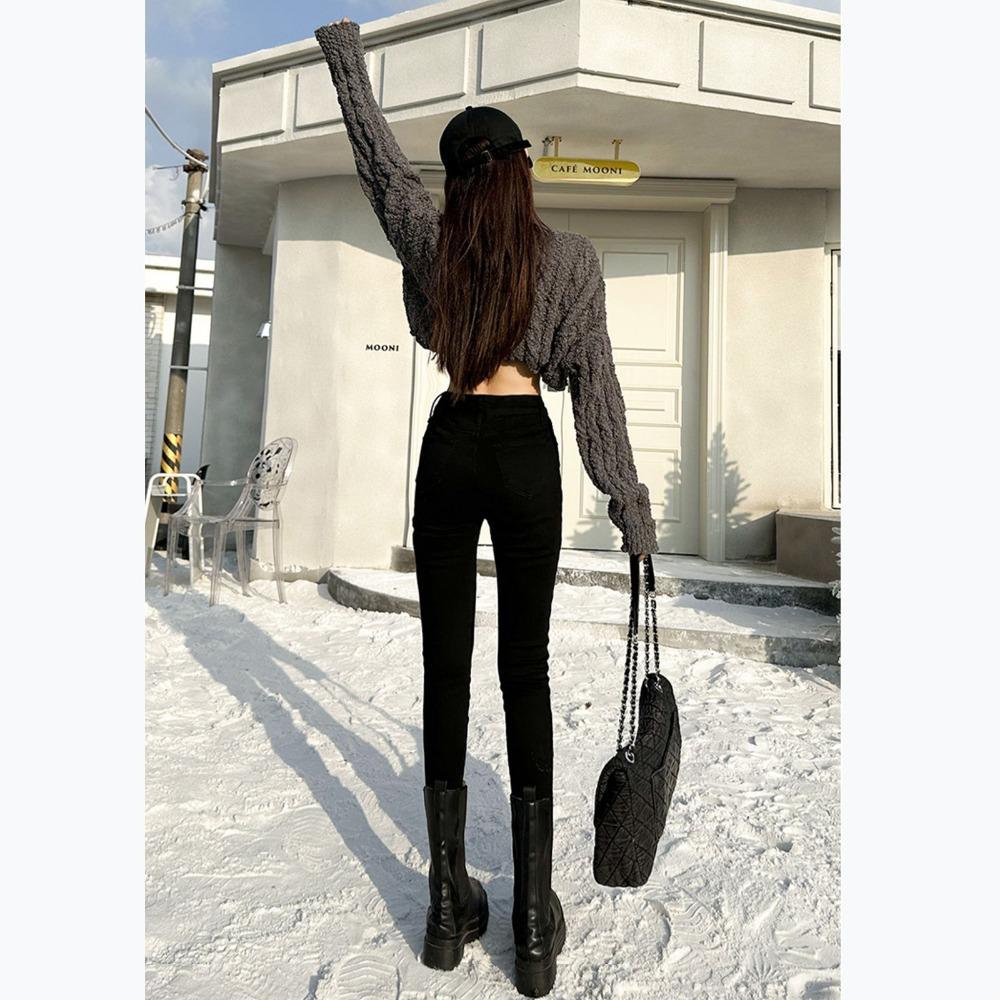 Simple Jeans Women's Autumn and Winter 2025 New High Waist Slim Skinny Elastic Versatile Small Foot Jeans Tide