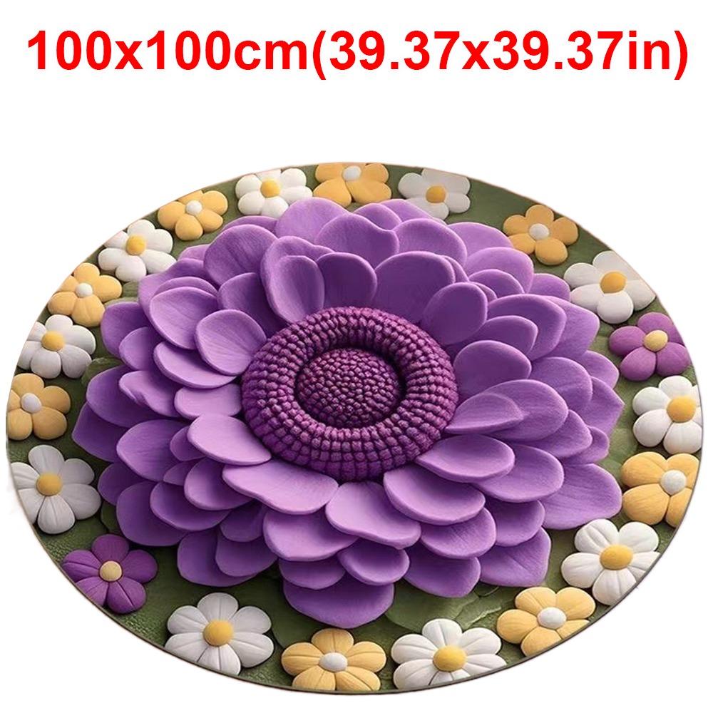 Special-shaped Flower Carpet Soft Non-slip Bathroom Floor Mat Absorbent 60x60cm/100x100cm Peony Floor Mat