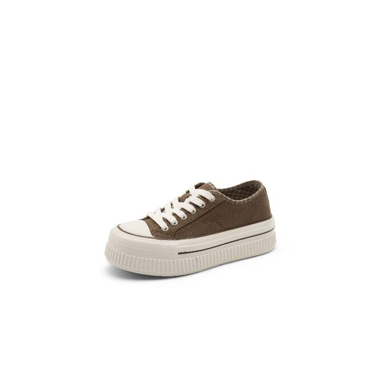  platform canvas shoes spring and summer new women's versatile sports little white shoes thin breathable casual round head board shoes