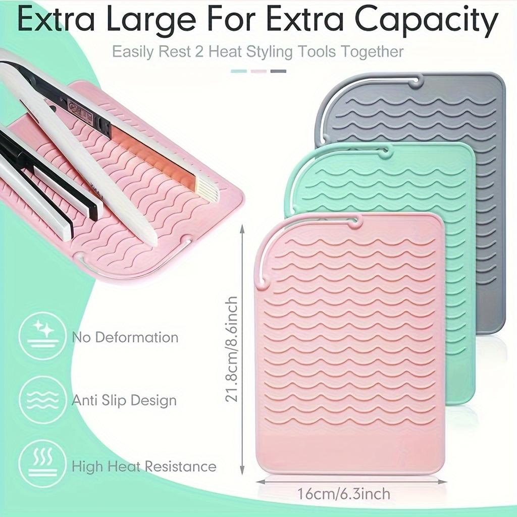 Portable Silicone Heat Resistant Mat Hair Straightener Curler Insulation Pad Non-Slip Anti Heat Mat Hair Styling Tool For Travel