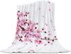 Cherry Blossom Throw Blanket Branches Flower Print Fleece Flannel Blanket Japanese Style Soft Fuzzy Blanket for Sofa Couch Bed