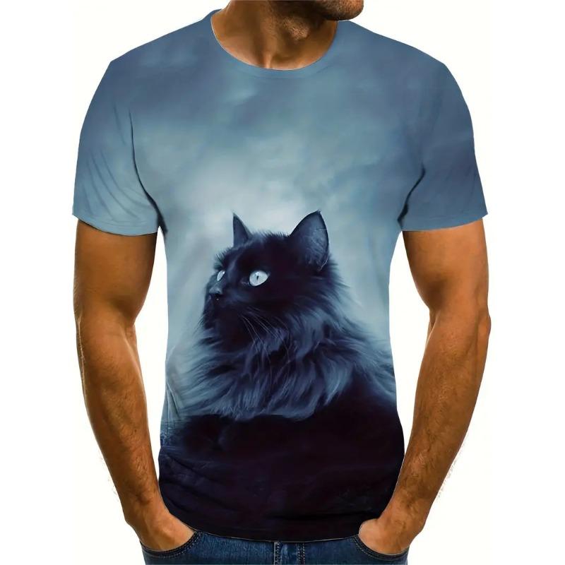 New Men's Novelty 3D Cat Full Print T shirt Casual Fashion Funny Short Sleeve T-shirt Unisex Top Summer Oversized Streetwear Tee