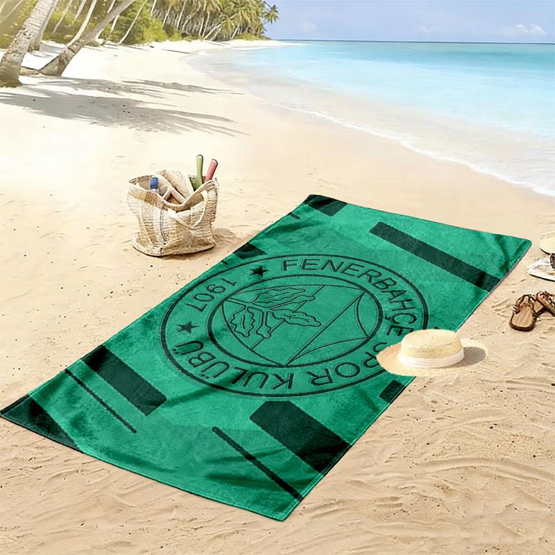 Fenerbahce Print Strandtuch, Großes Weiches Schnelltrocknendes Handtuch für Strand Camping Schwimmen