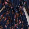 Girls' Vintage-Style Dress Spring Children's Elegant Print Long-Sleeve Ruffled Pleated Dress