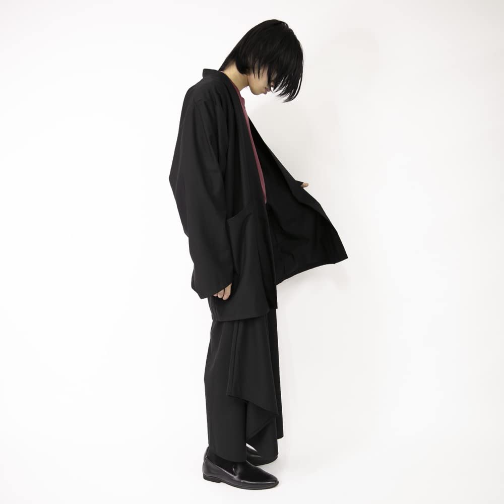 Le Sucood Yukata Motif Japanese Style and Plus Loose Unique Summer Solid Black Cardigan, Jinbei, Kimono, Hakama, Haori, Men's Women's, Sizes, Fit,
