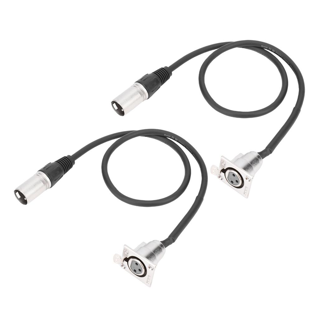 2 Pcs XLR Pass Through Cable No Solder D Type XLR Cable Mic Feed Pass Thru Converter for Stage Box Patch Panel Floor Box
