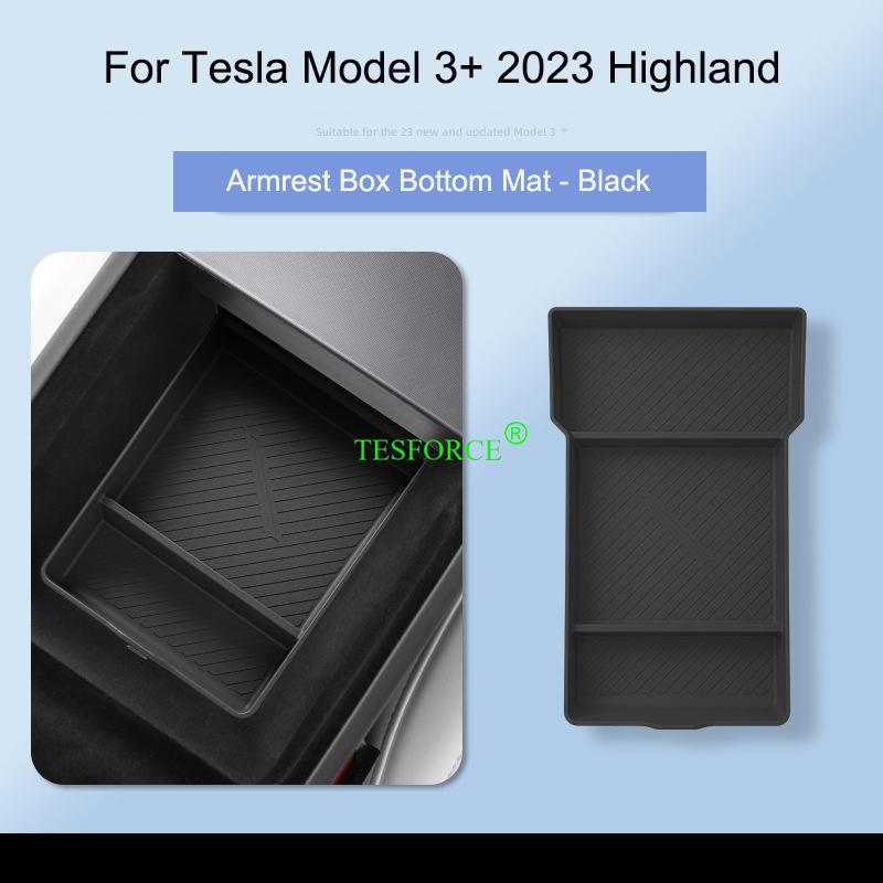 For TESLA Model 3 2023 2024 Highland Wireless Charging Silicone Pad Model3+ Center Control Storage Box Armrest Box Bottom Mat