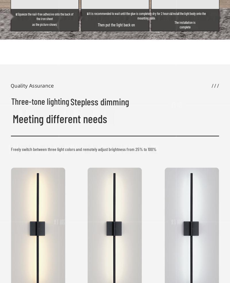 Lux Rechargeable LED Wall Lamp for Living Room & Bedroom – Sleek Linear Design, No Wiring Needed