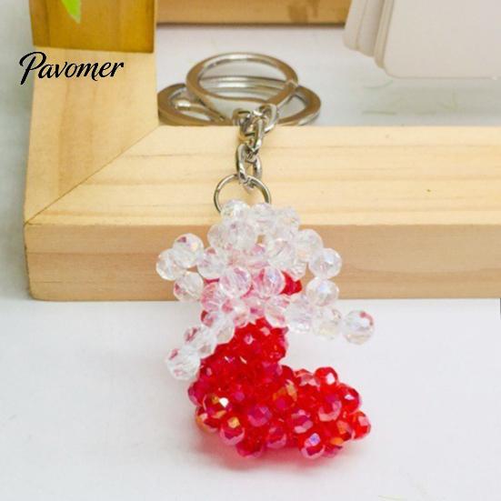 Beaded Key Holder Handmade Christmas Keychain, Xmas Tree Wreath Gift Box Bell Backpack Charm Santa Keyring, Hanging Decor for Party Favors