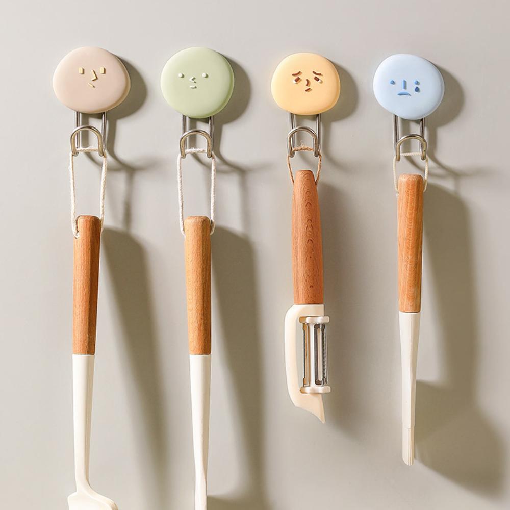 

2pcs Adhesive Backing Cartoon Coat Rack Punch-free Robe Hook Cute Wall Hook Space Shaping
