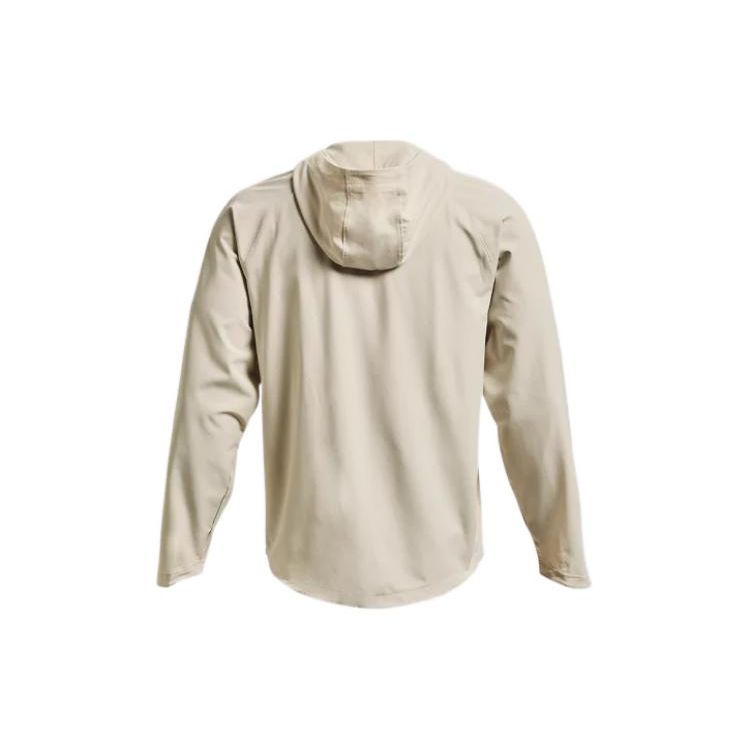 Under Armour Sun Protection Series Solid Zip-Up Drawstring Hooded Sports Training Woven Breathable Jacket Men Jackets Lime-White 1370494-279