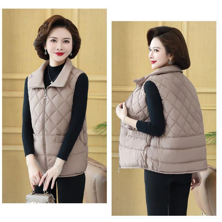 Ältere Weste Damen Mittleren Alters Herbst Winter Weste Kurz Mütter Daunen