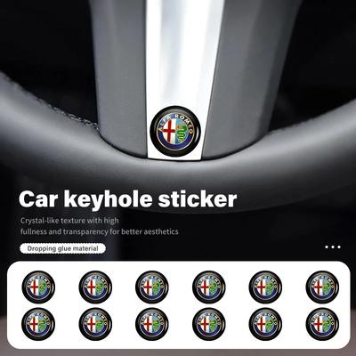 8pcs Car Handle Door Keyhole Lock Core Protector Cover Sticker For Giulia 147 Mito 156 159 166 GT Stelvio Brera