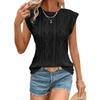 T-shirt a gilet casual da donna, scollo rotondo, jacquard, manica corta, geometrica