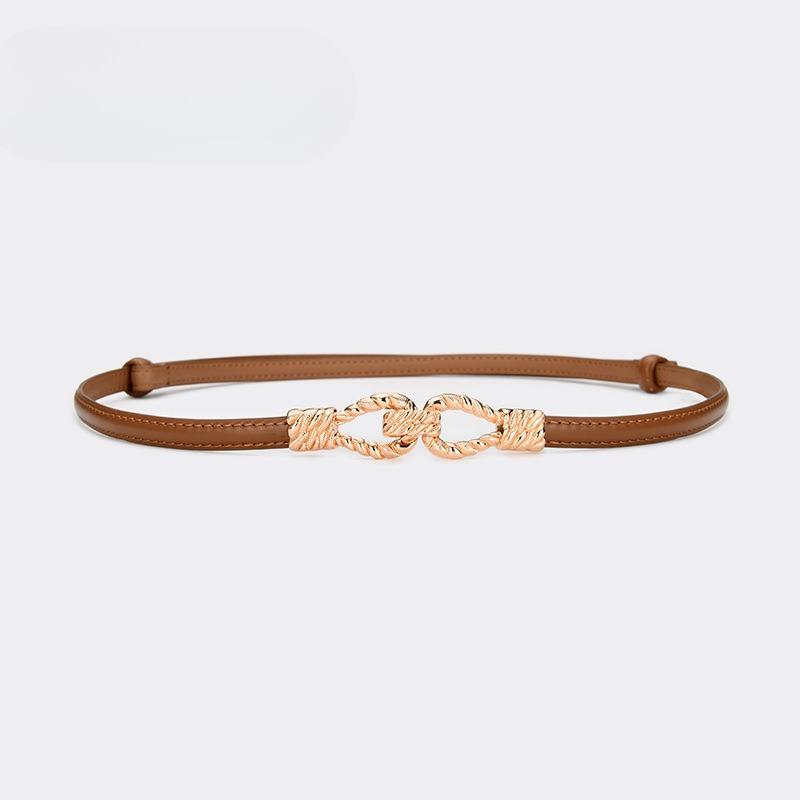 Cowhide Thin Belt Women's Decorative Versatile Genuine Leather Women's Belt Belt Dress Belt Women's Ins Style