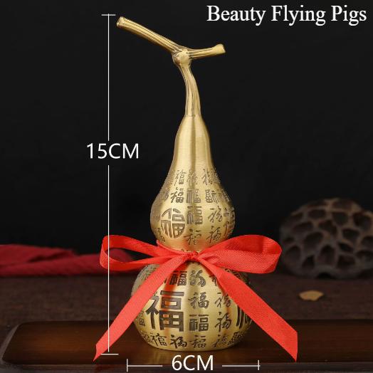 

1pc Metal Baifu Gourd Ornament Hollow Opening Gourd Home Decoration Metal Handicrafts Feng Shui Accessories Blessing Figurine