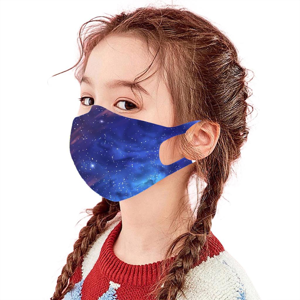 Kids Face Mask Ice Silk Print Breathable Face  For School Kids Outdoor, Fashion Washable Reusable Windproof Face Fabric